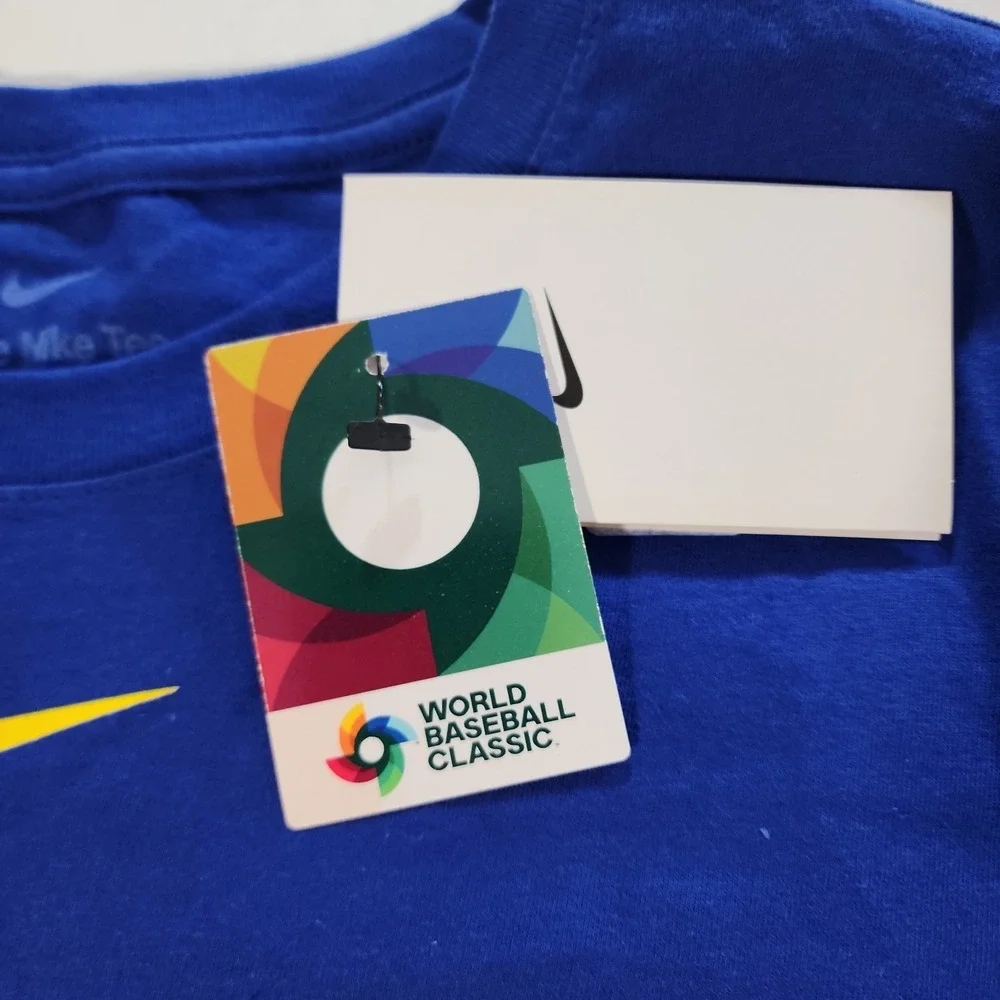 Nike World Baseball Classic Brasil T-Shirt Mens Small Blue WBC Graphic Tee NEW‎